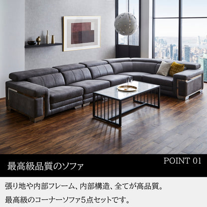 コーナーソファ 5点セット ソファー ソファ 大型 レザーファブリック ヘッドレストリクライニング ハイバック ローバック 応接セット おしゃれ 1人掛け 2人掛け 3人掛け 一人用 二人用 三人用 高級 最高級 豪華 モダン 応接室 応接間 ホテル ラグジュアリー お店 店舗 リビング