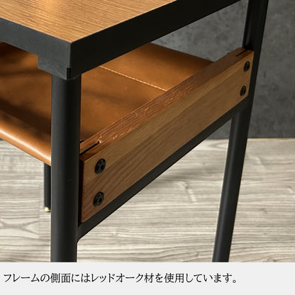 サイドテーブル 【数量限定】 テーブル メラミン天板 レッドオーク アイアン おしゃれ 棚付き アジャスター付き 幅40cm 省スペース コンパクト 40×40 傷に強い