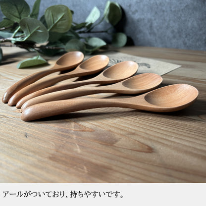 スプーン 5本セット 15.5cm デザートスプーン スープスプーン マルチスプーン コーヒースプーン 天然木 無垢 木製 カトラリー 食器 北欧風 かわいい おしゃれ