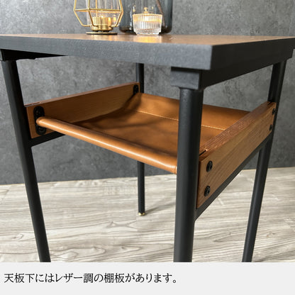 サイドテーブル 【数量限定】 テーブル メラミン天板 レッドオーク アイアン おしゃれ 棚付き アジャスター付き 幅40cm 省スペース コンパクト 40×40 傷に強い