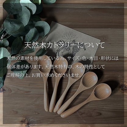 スプーン 5本セット 15.5cm デザートスプーン スープスプーン マルチスプーン コーヒースプーン 天然木 無垢 木製 カトラリー 食器 北欧風 かわいい おしゃれ