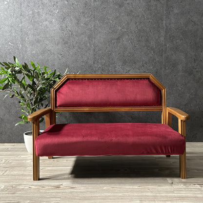 ソファー ソファ 【1台限定】 ミニソファー ミニソファ キッズソファ ペットソファ 2人掛け 子ども 犬 猫 わんちゃん 猫ちゃん バーチ無垢 ベロア 木製 布製 クラシック レトロ アンティーク ロココ 椅子 チェアー おしゃれ アウトレット 展示品 (コピー)